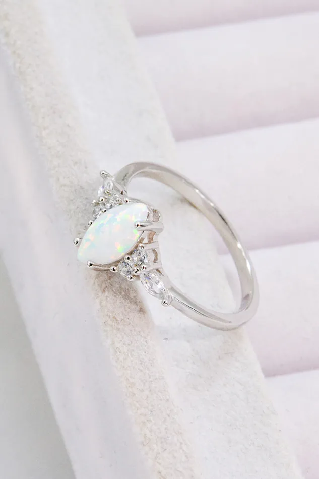 Opal and Zircon PlatinumPlated Ring Trendsi Rings