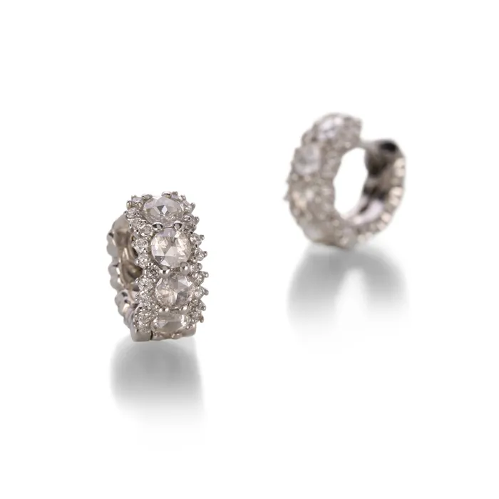 Paul Morelli Rings Rose Cut Diamond Snap Hoops