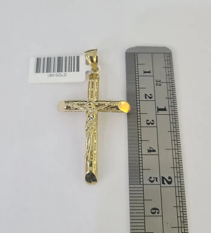 Real 10k Milano Rope Chain Jesus Cross Charm Necklace SET 3mm 18 20 22 24 Gold and Diamond Necklaces