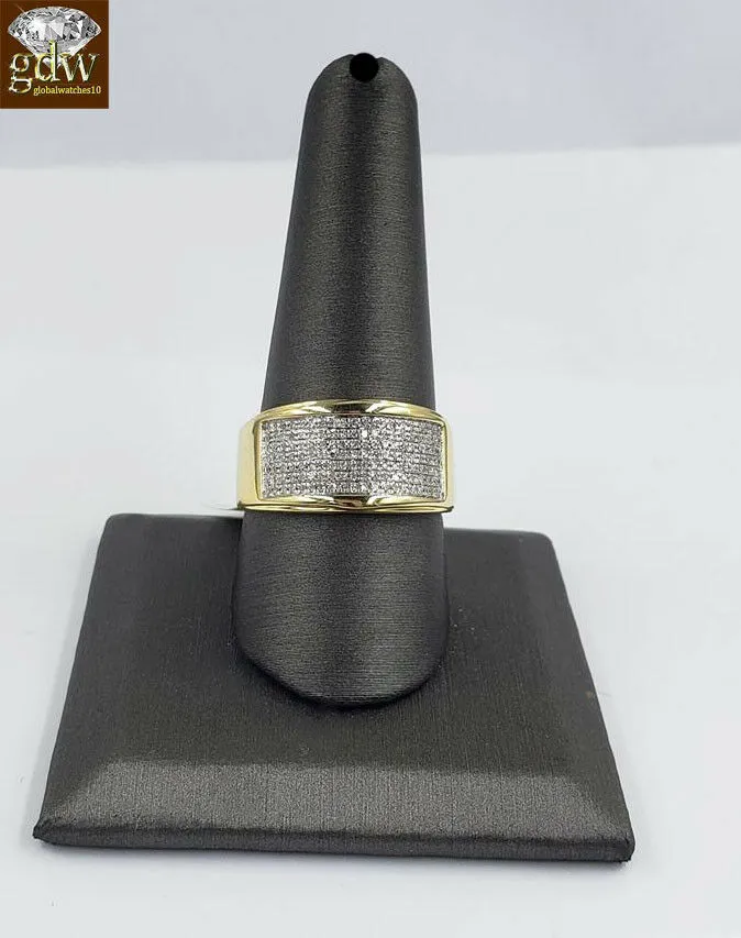 Rings Men 10k Yellow Gold Engagement Wedding Ring Band REAL14CT Diamond SIZE 11 REAL Gold and Diamond