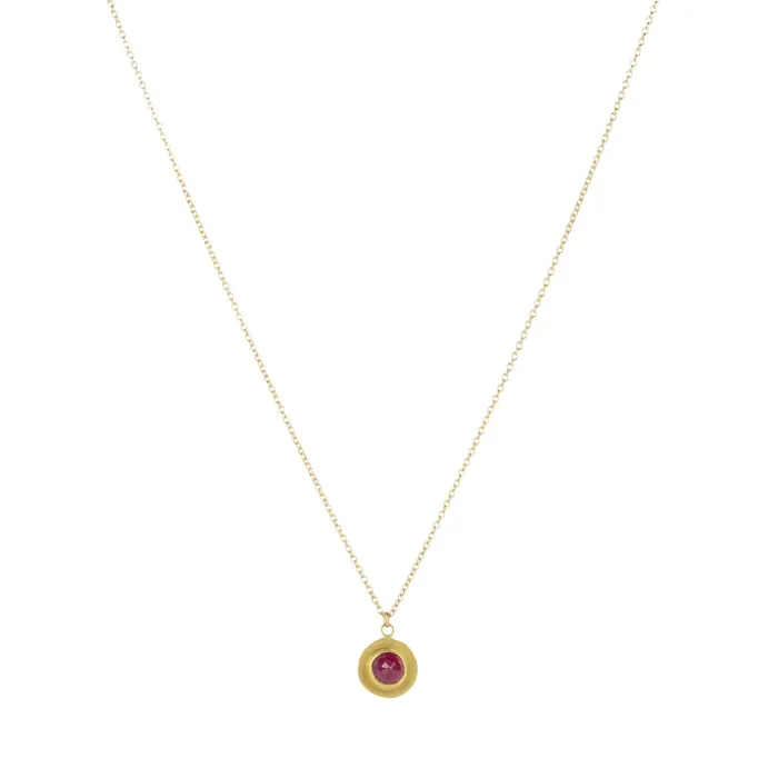 Rose Cut Ruby Round Pendant Necklace Ananda Khalsa Necklaces Rose Cut Ruby Round Pendant Necklace Ananda Khalsa Necklaces