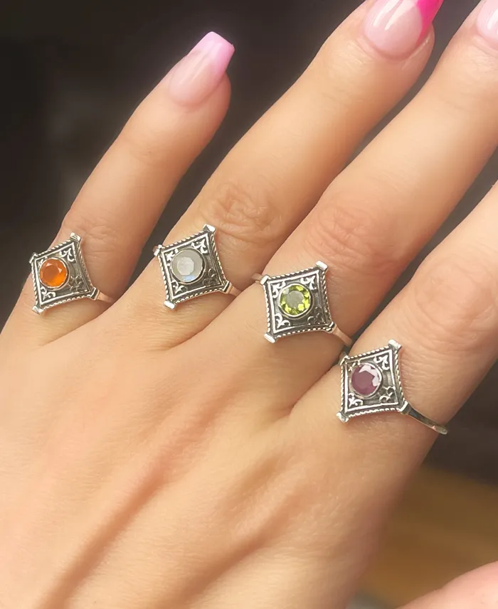Sophiareneboutiquecom Rings STERLING SILVER DAINTY BOHO GEMSTONE RINGS