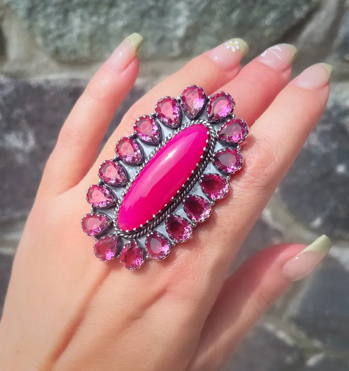 Sophiareneboutiquecom Rings Sterling Silver Pink Opal Pink Quartz Cluster Rings