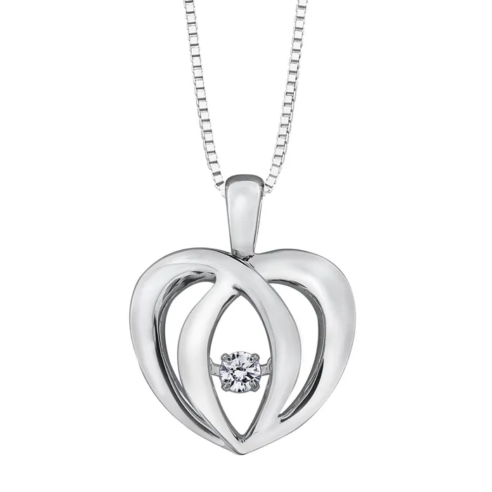 Sterling Silver Heart 005ct Diamond Pendant Independent Jewellers Necklaces