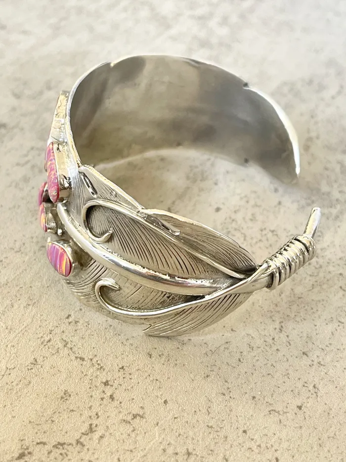 Sterling Silver Pink Aurora Artisan Open Cuff SophiaRene Boutique Rings Sterling Silver Pink Aurora Artisan Open Cuff SophiaRene Boutique Rings