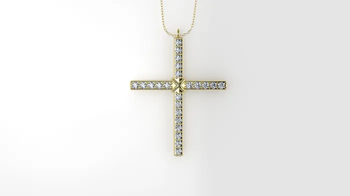 Yellow Gold Pendant with 23 Diamond 12mm VS1 each Cross Only Pendant JCM DESIGN JEWELRY Necklaces