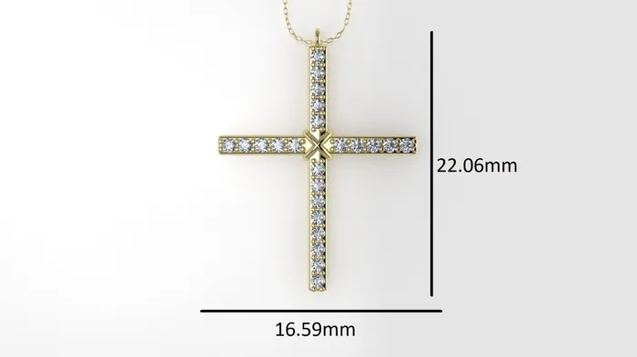 Yellow Gold Pendant with 23 Diamond 12mm VS1 each Cross Only Pendant JCM DESIGN JEWELRY Necklaces