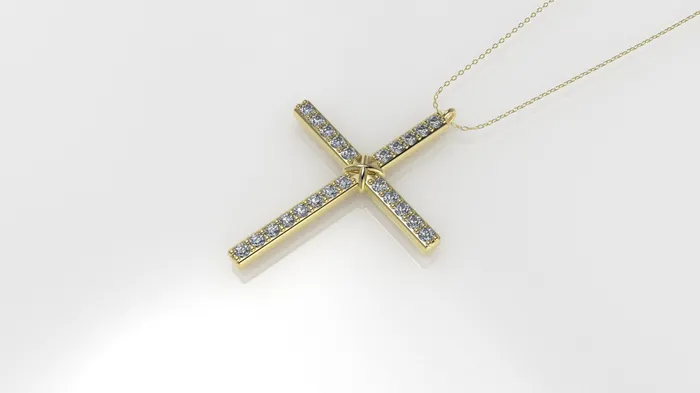 Yellow Gold Pendant with 23 Diamond 12mm VS1 each Cross Only Pendant JCM DESIGN JEWELRY Necklaces