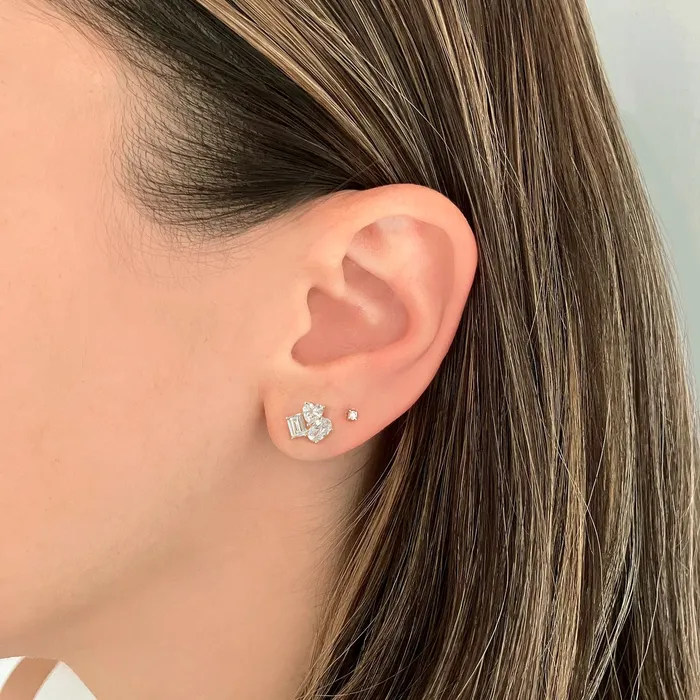 Alev Collection Earrings Three Small Multi Shape Diamond Earrings