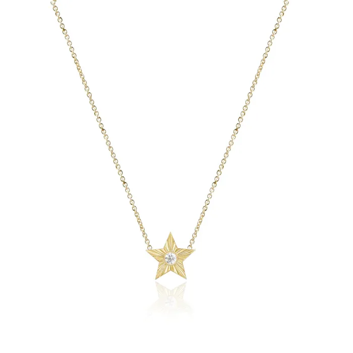 Alev Collection Necklaces Striped Star Center Diamond Necklace