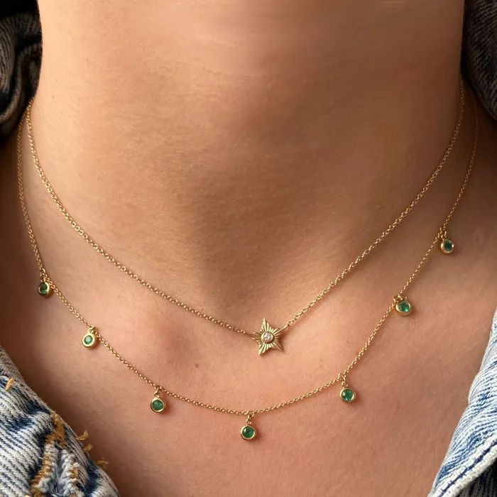 Alev Collection Necklaces Striped Star Center Diamond Necklace