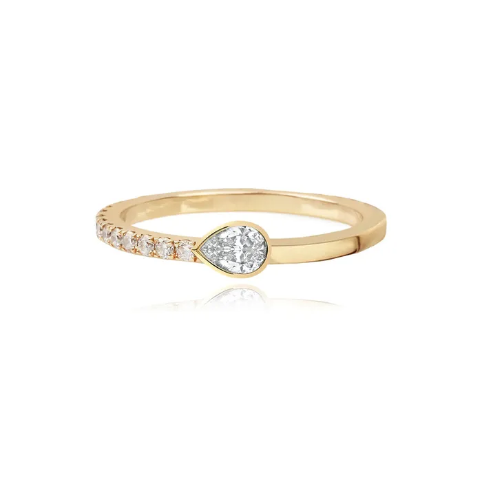 Alev Collection Rings Half Pave and Half Gold Solitaire Ring