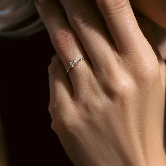 Alev Jewelry Petite Two Diamond Gold Ring Rings