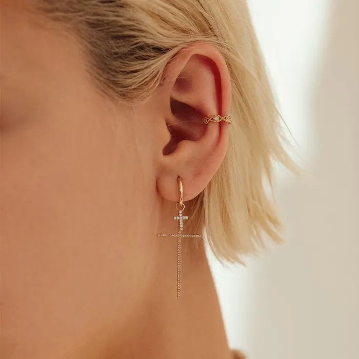 Aurelie Gi Earrings ANNA Yellow Gold Single Huggie Hoop