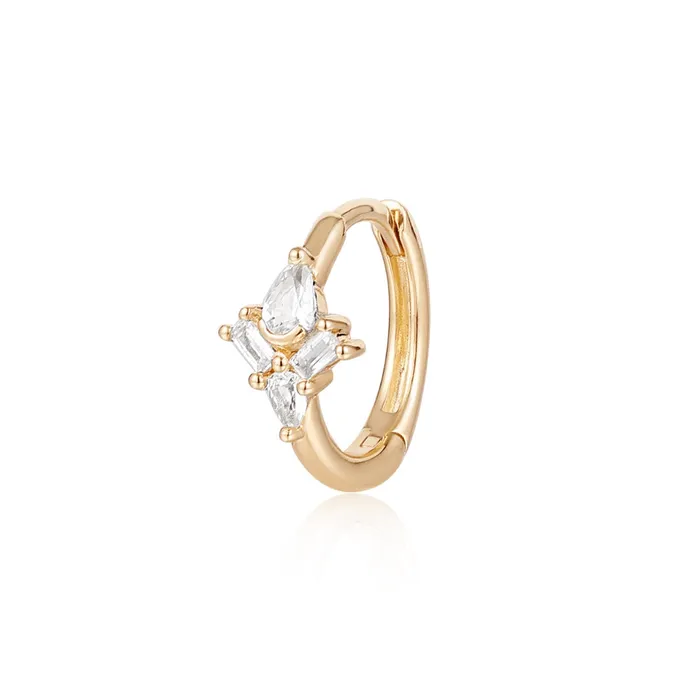 Earrings AURORA Pear and Baguette White Sapphire Huggie Hoop Aurelie Gi