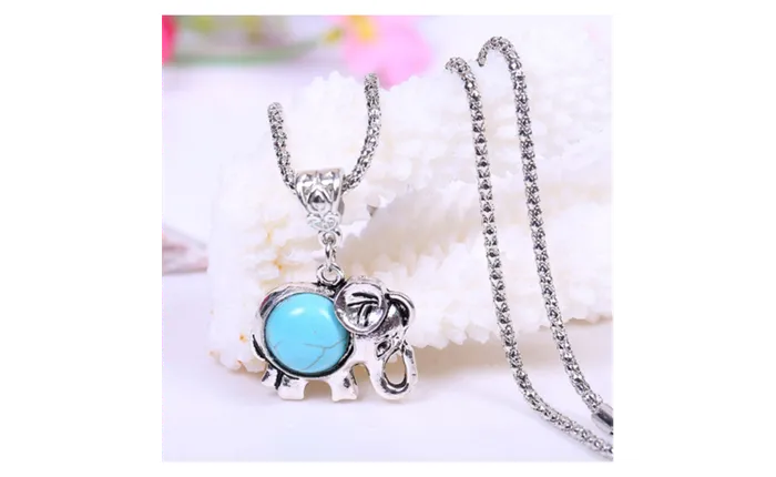 Fashion Sweater Turquoise AllMatched Elephant Design Pendant Necklace sparklingselections Necklaces Fashion Sweater Turquoise AllMatched Elephant Design Pendant Necklace sparklingselections Necklaces