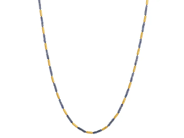 GG GOLD COR Necklaces GURHAN Vertigo Gold Sapphire SingleStrand Beaded Short Necklace Thin Gold Tubes GG GOLD COR Necklaces GURHAN Vertigo Gold Sapphire SingleStrand Beaded Short Necklace Thin Gold Tubes
