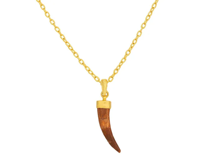 GG GOLD OOAK Necklaces GURHAN Mens Gold Dinosaur Tooth Pendant Necklace 42x8mm GG GOLD OOAK Necklaces GURHAN Mens Gold Dinosaur Tooth Pendant Necklace 42x8mm