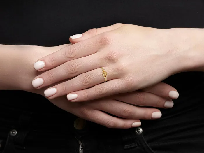 GG GOLD TRAD Rings GURHAN Amulet Gold Diamond Cocktail Ring Small Single Round