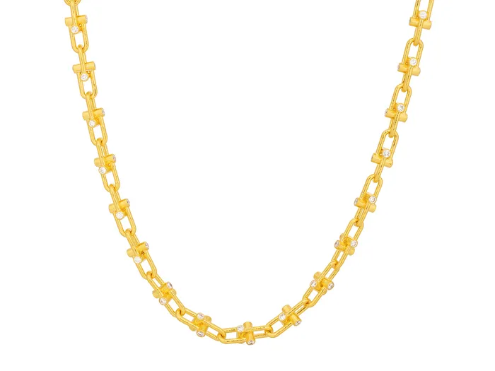 GURHAN Pointelle Gold Diamond Link Short Necklace Interlocking UShaped Links 24 GG GOLD NEW Necklaces GURHAN Pointelle Gold Diamond Link Short Necklace Interlocking UShaped Links 24 GG GOLD NEW Necklaces