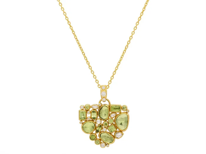 GURHAN Pointelle Gold Peridot Pendant Necklace Clustered Stones GG GOLD OOAK Necklaces GURHAN Pointelle Gold Peridot Pendant Necklace Clustered Stones GG GOLD OOAK Necklaces