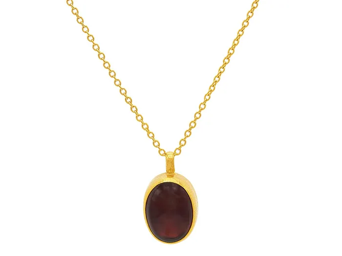 GURHAN Rune Gold Garnet Pendant Necklace 12x10mm Oval GG GOLD OOAK Necklaces GURHAN Rune Gold Garnet Pendant Necklace 12x10mm Oval GG GOLD OOAK Necklaces