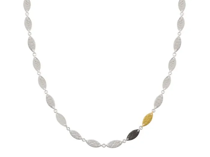 GURHAN Willow Sterling Silver Single Strand Necklace Short Medium with No Stone Gold Accents GG SILVER TRAD Necklaces GURHAN Willow Sterling Silver Single Strand Necklace Short Medium with No Stone Gold Accents GG SILVER TRAD Necklaces