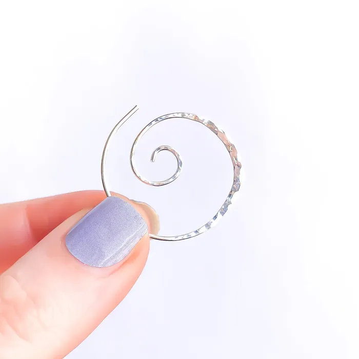 Hoops By Hand Thick Hammered Spiral Hoop Earrings Earrings