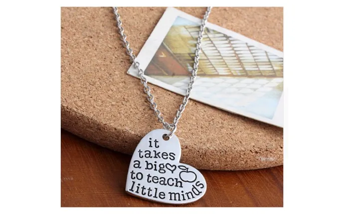 It Takes a Big Heart to Teach Little Minds Unisex alloy heart Necklace Sparkling Selections Necklaces It Takes a Big Heart to Teach Little Minds Unisex alloy heart Necklace Sparkling Selections Necklaces