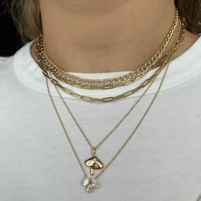 Mushroom Gold and Diamond Necklace Alev Jewelry Necklaces