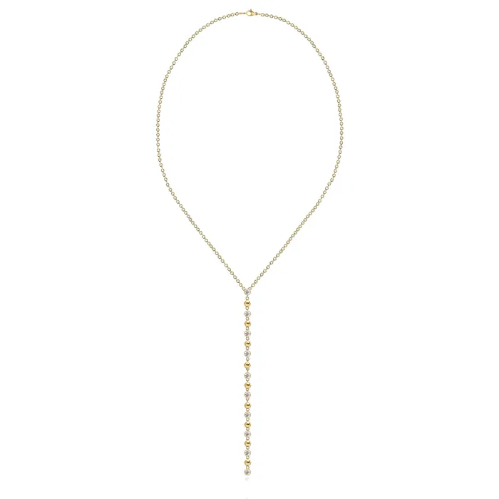 Necklaces Alev Jewelry Gold and Diamonds Balls Lariat Drop Necklace