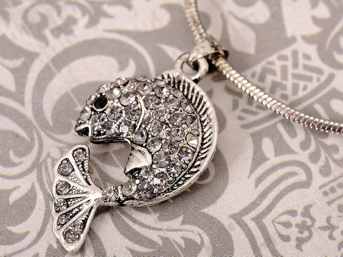Necklaces Antique Fish Pendants Necklace For Women Colored Rhinestone Crystal Necklace Jewelry sparklingselections