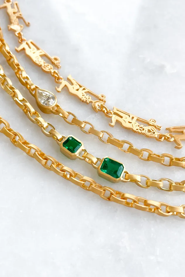 Necklaces DARIUS Double Emerald Signature Chain Necklace Necklaces DARIUS Double Emerald Signature Chain Necklace