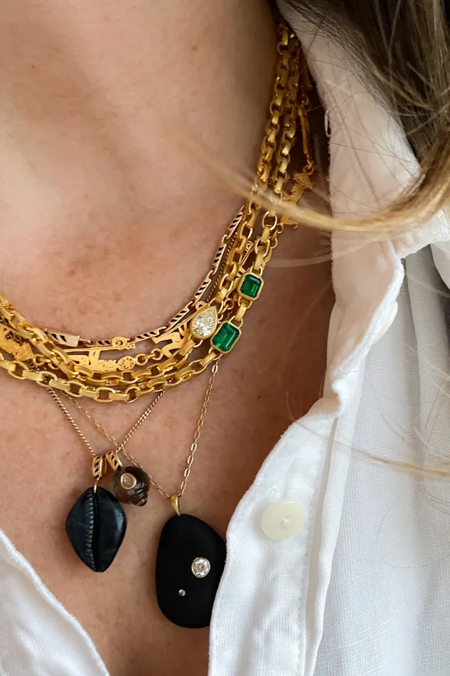 Necklaces DARIUS Double Emerald Signature Chain Necklace Necklaces DARIUS Double Emerald Signature Chain Necklace