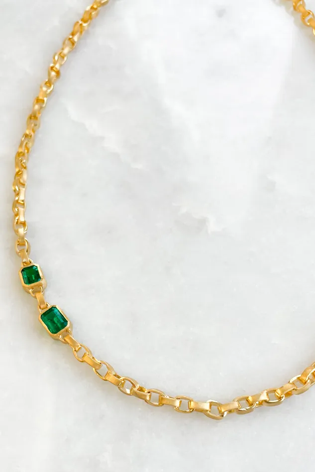 Necklaces DARIUS Double Emerald Signature Chain Necklace Necklaces DARIUS Double Emerald Signature Chain Necklace