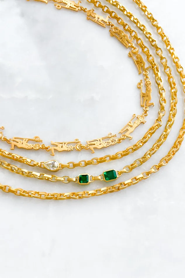Necklaces DARIUS Double Emerald Signature Chain Necklace Necklaces DARIUS Double Emerald Signature Chain Necklace