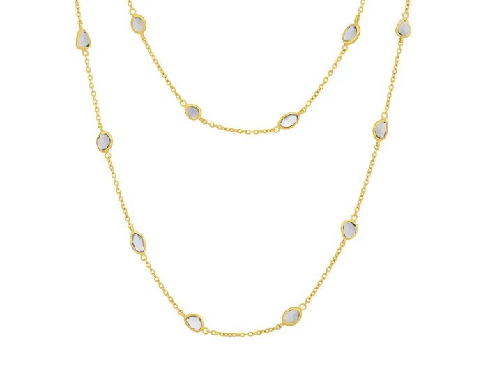 Necklaces GG GOLD OOAK GURHAN Elements Gold Sapphire Station Long Necklace Thin Chain Necklaces GG GOLD OOAK GURHAN Elements Gold Sapphire Station Long Necklace Thin Chain