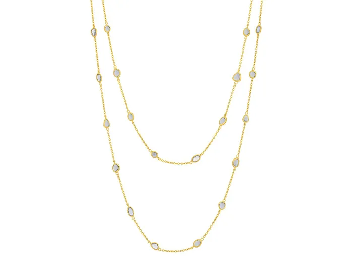 Necklaces GG GOLD OOAK GURHAN Elements Gold Sapphire Station Long Necklace Thin Chain Necklaces GG GOLD OOAK GURHAN Elements Gold Sapphire Station Long Necklace Thin Chain