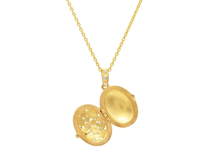 Necklaces GG GOLD OOAK GURHAN Locket Gold Opal Pendant Necklace 21mm Wide Oval Necklaces GG GOLD OOAK GURHAN Locket Gold Opal Pendant Necklace 21mm Wide Oval