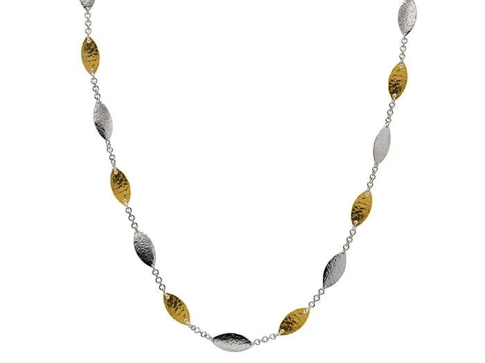 Necklaces GG SILVER CLS GURHAN Willow Sterling Silver SingleStrand Short Necklace 18mm Flakes Gold Accents Necklaces GG SILVER CLS GURHAN Willow Sterling Silver SingleStrand Short Necklace 18mm Flakes Gold Accents