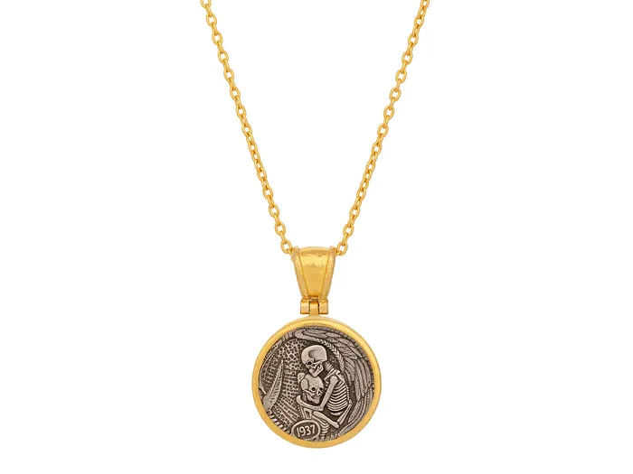 Necklaces GURHAN Mens Gold Coin Pendant Necklace 21mm Round GG GOLD OOAK Necklaces GURHAN Mens Gold Coin Pendant Necklace 21mm Round GG GOLD OOAK