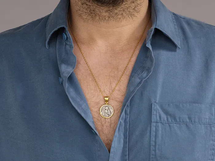 Necklaces GURHAN Mens Gold Coin Pendant Necklace 21mm Round GG GOLD OOAK