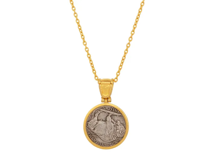 Necklaces GURHAN Mens Gold Coin Pendant Necklace 21mm Round GG GOLD OOAK