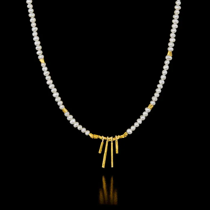 Necklaces Pearls Necklace with Gold Spikes Gzahav