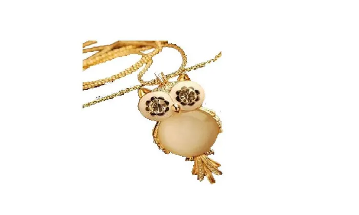 Necklaces sparklingselections Elegant Beige CrystalOwl Pendant Necklace For Women Necklaces sparklingselections Elegant Beige CrystalOwl Pendant Necklace For Women