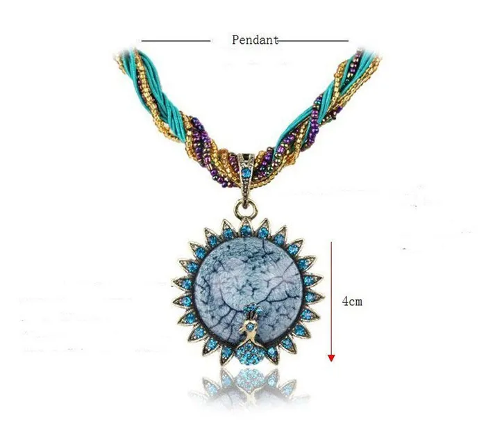 Necklaces sparklingselections Ethnic Bohemian Beads Peacock Pendant Necklace With Multilayer Chain Necklaces sparklingselections Ethnic Bohemian Beads Peacock Pendant Necklace With Multilayer Chain