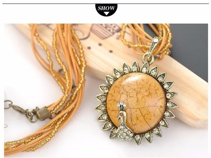 Necklaces sparklingselections Ethnic Bohemian Beads Peacock Pendant Necklace With Multilayer Chain Necklaces sparklingselections Ethnic Bohemian Beads Peacock Pendant Necklace With Multilayer Chain