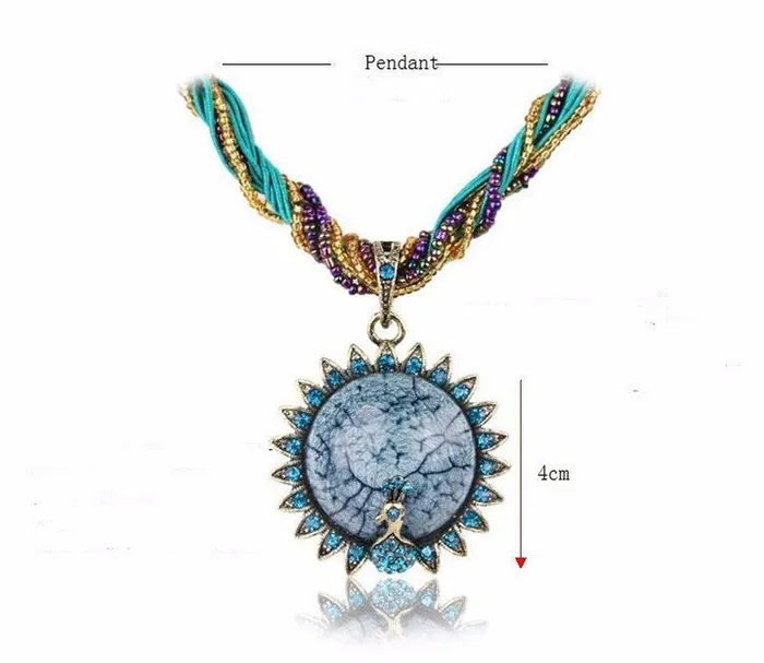 Necklaces sparklingselections Ethnic Bohemian Beads Peacock Pendant Necklace With Multilayer Chain Necklaces sparklingselections Ethnic Bohemian Beads Peacock Pendant Necklace With Multilayer Chain
