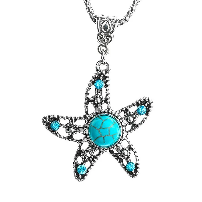 Necklaces sparklingselections Green Resin Stone Starfish Pendant Necklace