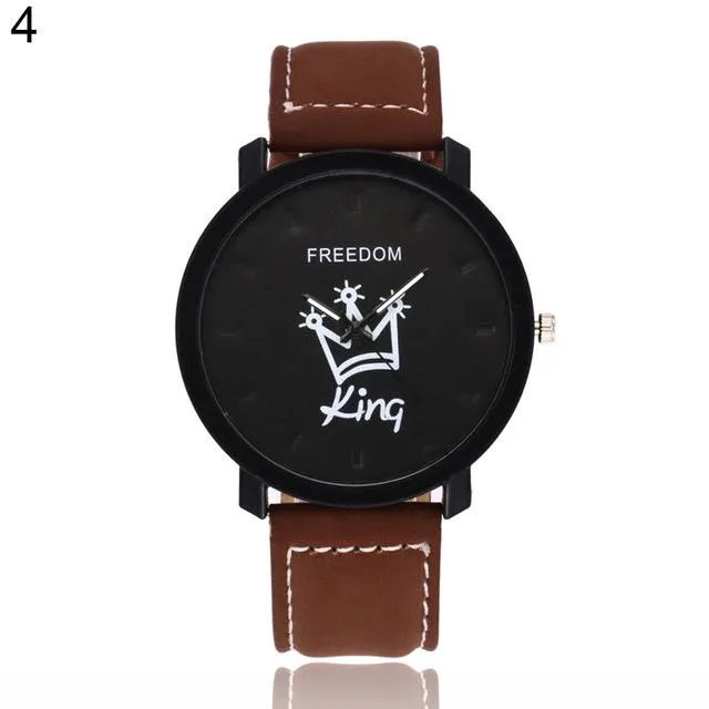 New Queen King Crown Faux Leather Quartz Wrist Watch sparklingselections Watches New Queen King Crown Faux Leather Quartz Wrist Watch sparklingselections Watches